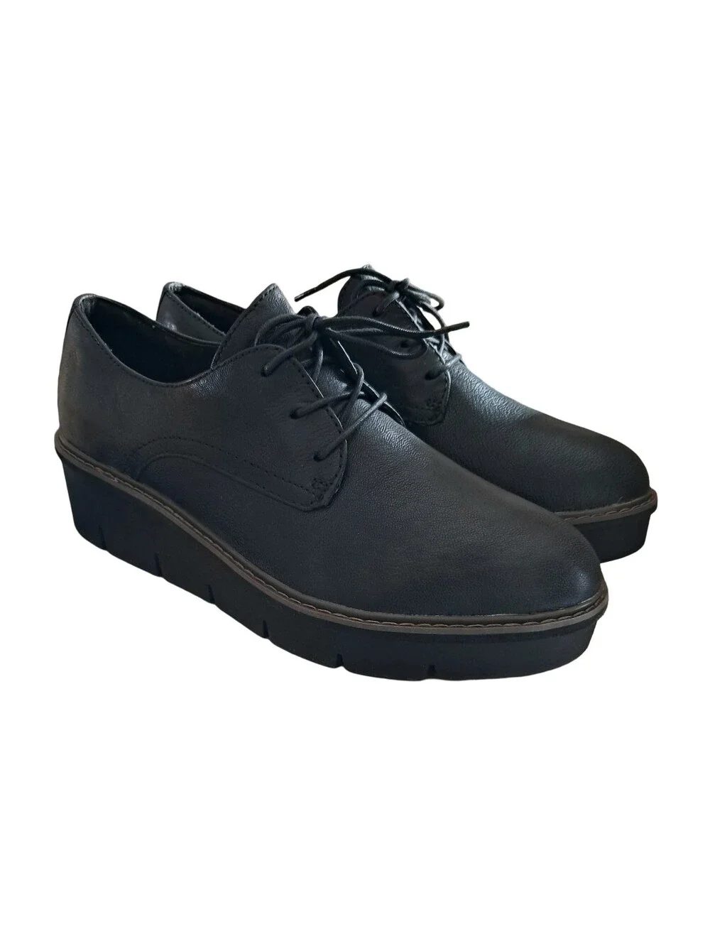 Clarks Airabell Tye Black Leather Oxford Women Shoes Size 10 NEW